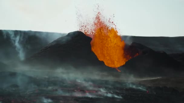Vulcano Fagradalsfjall Nel Sud Ovest Dell Islanda — Video Stock