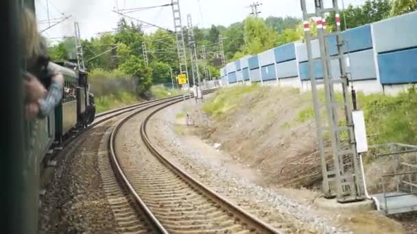 Vue Par Fenêtre Train Vapeur Mouvement Tchéquie Vue Des Passagers — Video