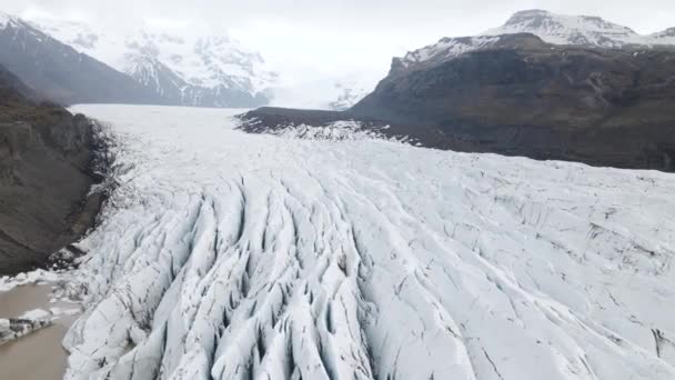 Gletscher Süden Islands Drohne Aus Der Luft Abgeschossen — Stockvideo