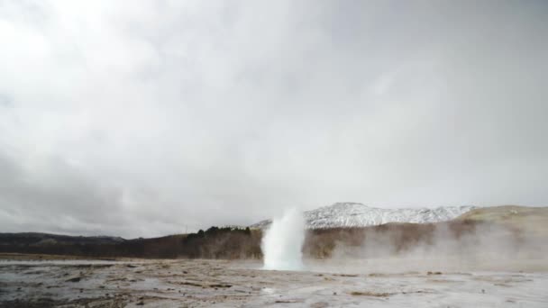 Utbrottet Strokkur Geyser Södra Island — Stockvideo