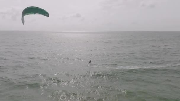 Wind Surfer Riding Waves Out Ocean Sierra Leone Africa — Stock Video