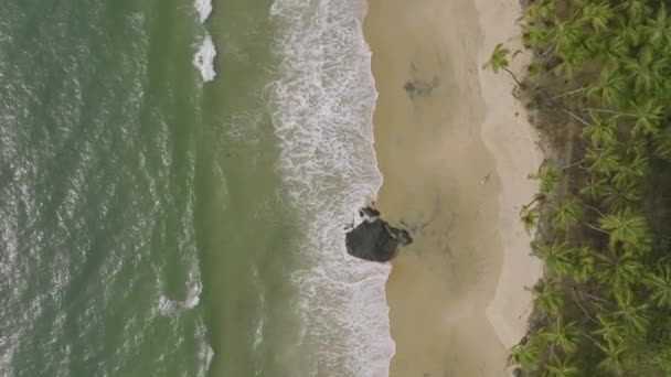 Luchtfoto Van Golven Die Neerstorten Het Strand Sierra Leone Afrika — Stockvideo
