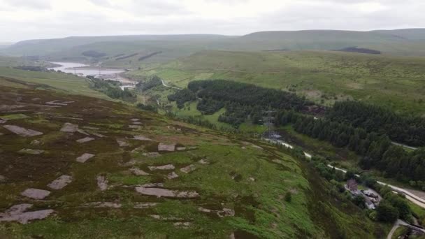 Drone Ariel Ponto Vista Derbyshire Peak District Charnecas Com Caminhos — Vídeo de Stock