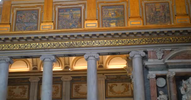 Filmowy Widok Filary Wnętrze Słynnej Bazyliki Santa Maria Maggiore Rzymie — Wideo stockowe