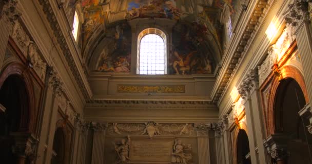 Painted Ceiling Trompe Oeil Architecture Interior Church Ignatius Loyola Campus — Vídeos de Stock