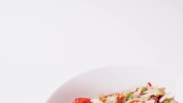 Groene Papaya Salade Zet Gepekelde Krab Gepekelde Vis Aziatisch Eten — Stockvideo