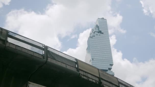 Vista Para Céu Edifício Highrise Distrito Financeiro Negócios Área Silom — Vídeo de Stock