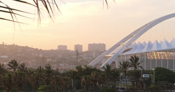 Establishing Shot Moses Mabhida Stadium Sunset Durban South Africa — Stock Video