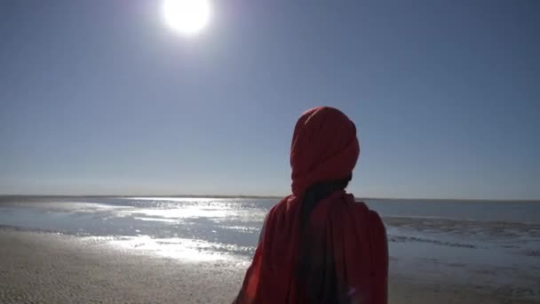 Κοιτάζοντας Τον Ορίζοντα Στη Λιμνοθάλασσα Nayla Στο Μαρόκο Ταρφάγια — Αρχείο Βίντεο