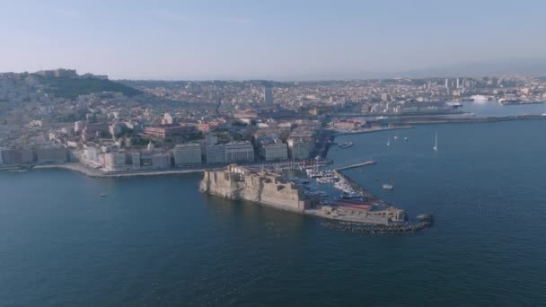 Imágenes Aéreas Giratorias Castel Dell Ovo Nápoles Italia — Vídeos de Stock