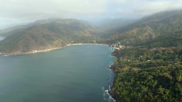 Vista Las Montañas Del Bosque Tropical Playa Yelapa Cerca Puerto — Vídeos de Stock