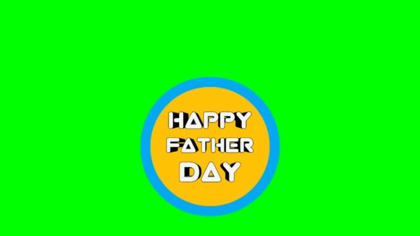 Animated Happy Father Day Cartoon Text Green Background Celebrating Parents — Stockvideo