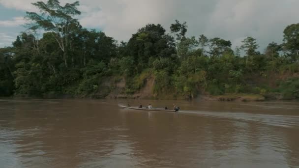 Letecký Pohled Plachetnici Která Pluje Řece Amazonii Latinská Amerika Javari — Stock video