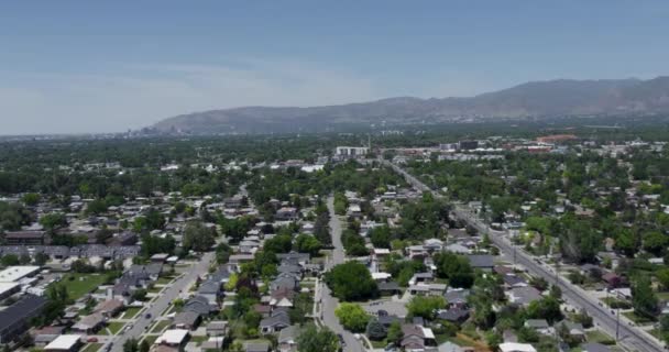 Inmobiliaria Residencial Barrios Cerca Salt Lake City Utah Aérea — Vídeos de Stock