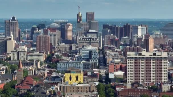 Downtown Baltimore Maryland City Skyline Aerial Truck Shot Long Zoom — Video Stock