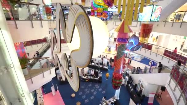 Китайское Новогоднее Украшение Торговом Центре Centralworld Бангкоке — стоковое видео