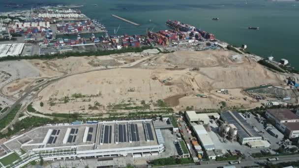 香港屯门的大型堆填区全景鸟瞰图 中国工业 — 图库视频影像