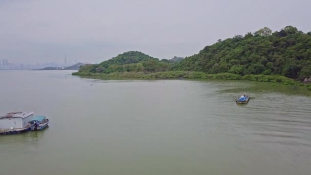 Eine Dynamische Luftaufnahme Der Friedlichen Insel Lau Fau San Mit — Stockvideo