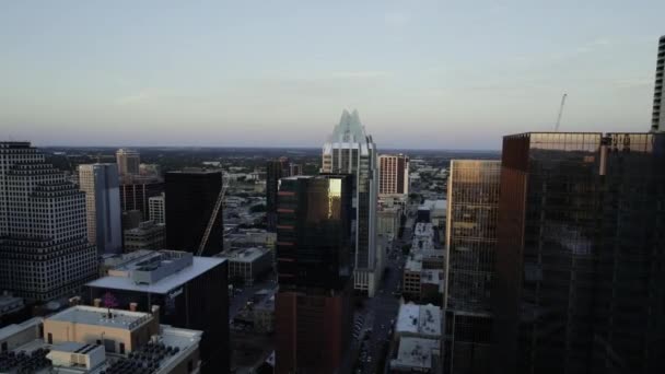 Aerial View 515 Congress Building Austin Usa Sunset – Stock-video