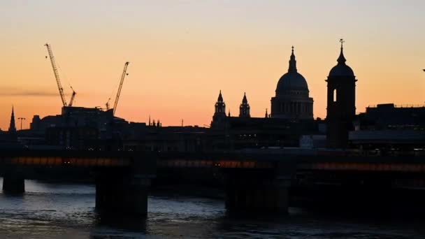 Sunset Pauls Cannon Street Bridge London United Kingdom — Video Stock