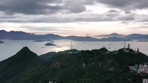 Aerial View Sharp Peak Countryside Hiking Route Sai Kung Hong — Stockvideo