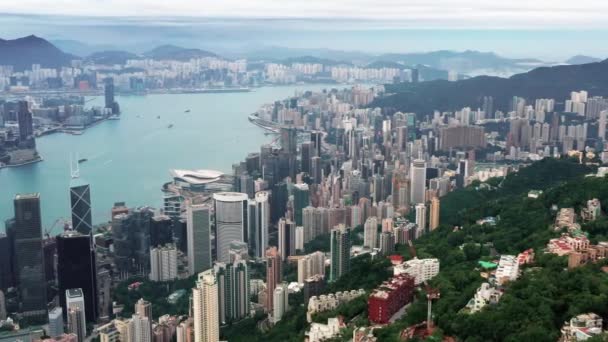 Aerial Video Victoria Harbour Hong Kong Hong Kong Aerial View — Vídeo de Stock