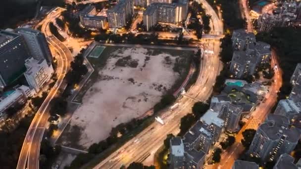 Aerial Time Lapse Strzał Kowloon Miasta Hongkongu Upływ Czasu Mieście — Wideo stockowe