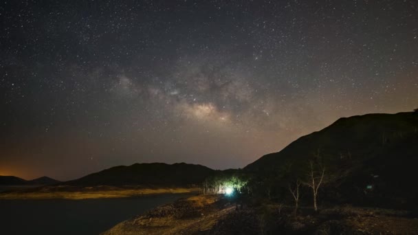 Letecký Time Lapse Záběr Krásné Scenérie Ostrova Galaxie Hvězdný Pohled — Stock video