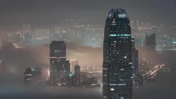 Foto Aerea Timelapse Della Torre Ifc Notte Dell Isola Hong — Video Stock