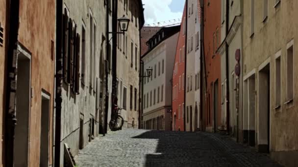 Old German Traditional Narrow Street Tele View — Stockvideo