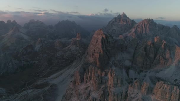 Harsh Rugged South Tyrol Rocky Valley Landscape Aerial View Overlooking — Vídeos de Stock