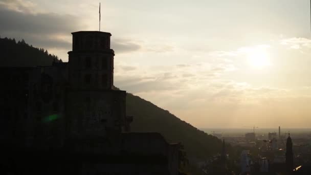 Timelapse Sunset Front Castle Heidelberg Camera Movement — Video