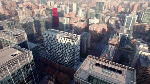 Dolly Aerial View Business Residential Buildings Las Condes District Santiago — Stockvideo