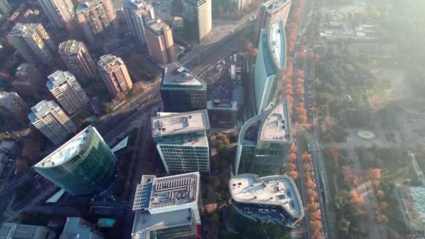 Dolly Areal View Group Business Buildings Sun Side Las Condes — Vídeo de Stock