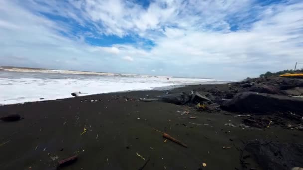 Strand Bij Vasi Rajodi Strand Surfen Golven Timelaps India Mumbai — Stockvideo