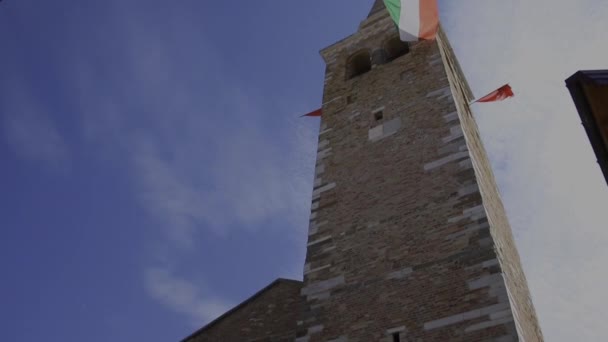 Beautiful Church Italian Flag Basilica Santa Eufemia Minor Basilica Grado — ストック動画