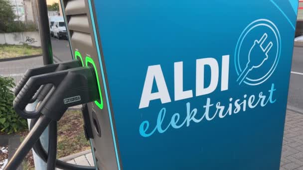 Charger Plugs Electric Vehicle Aldi Charging Station Cologne Germany Editorial — Video