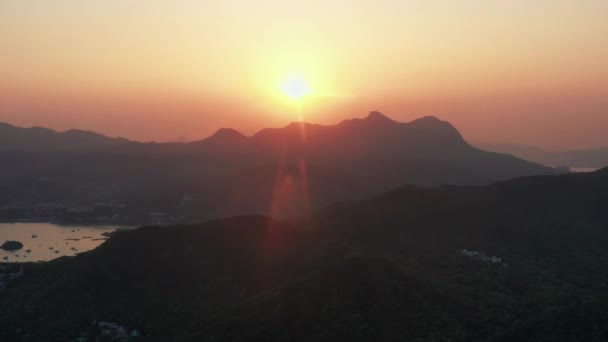 Drone View Right Left Mountain Range Hong Kong Geographical Park — Stock Video