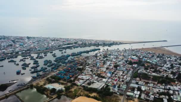 Panorama Aérien Ville Village Pêcheurs Phan Cua Province Binh Thuan — Video