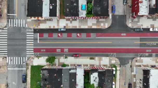 Subir Cima Para Baixo Antena Casas Centro Cidade Nos Eua — Vídeo de Stock