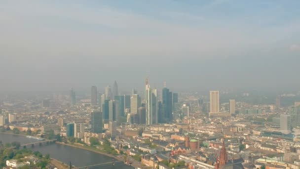 Atmosfera Enevoada Com Vista Panorâmica Paisagem Urbana Frankfurt Alemanha Tiro — Vídeo de Stock