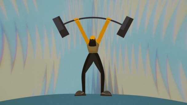 Weightlifter Animation Animation Bodybuilder Beard Doing Barbel Squats Gym Stylised — Stock videók