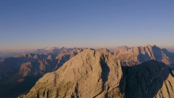 Idyllic Golden Hour Sunrise Aerial View Viewpoint South Tyrol Plose — Stockvideo