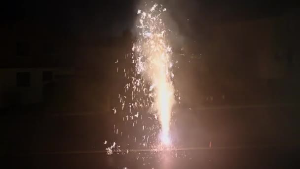 Colorful Sparkles Smoke Firework New Year Dark Atmosphere — Stockvideo