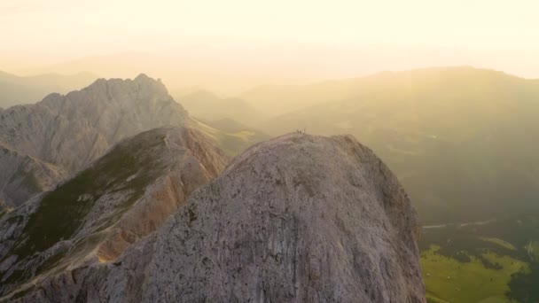 Tirol Del Sur Plose Peitlerkofel Épica Hora Dorada Pico Montaña — Vídeo de stock