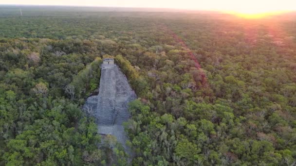 Aerial Drone Coba Ruins Yucatan Peninsula México Ceremonial Mesoamerican Zone — Vídeo de stock