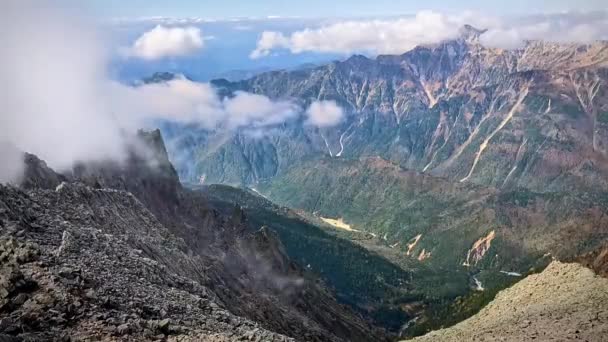 Czas Ucieka Japonii Alpy Dolina Pod Chmurami Mgłą Hotaka Mountain — Wideo stockowe