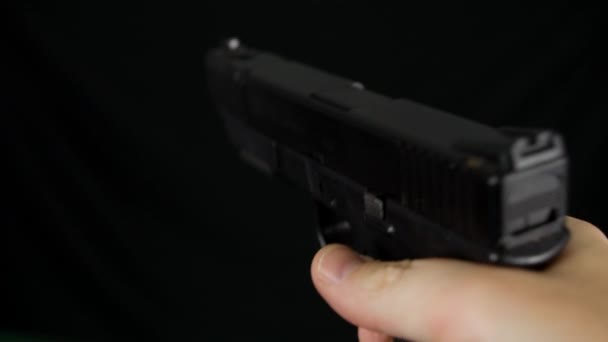 Cocking Firing 9Mm Hand Gun — стоковое видео