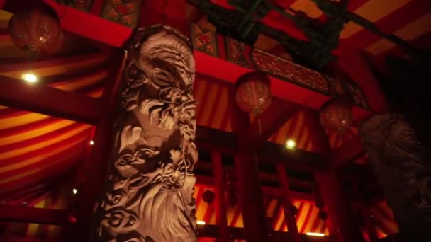Ornament Dragon Shape Pillar Sam Poo Kong Temple Semarang Indonesia — Stockvideo