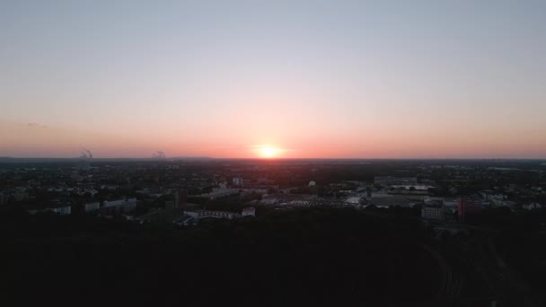 Descending Camera Flight Panorama Sunset Seen Cologne Germany June 2022 — Vídeo de Stock